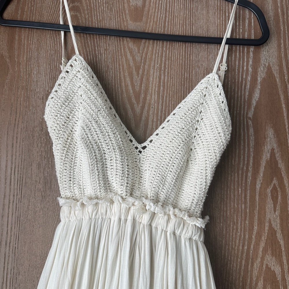 Miss Avenue Cream Crochet Backless Dress